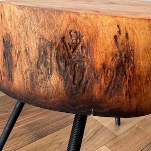 Handmade Charred Ash Wood Coffee Table - Rustic Round Accent Table