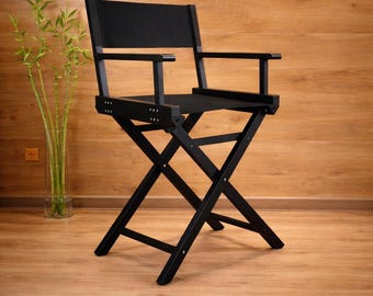 Personalized Ash Wood Director Chair, Folding Makeup Artist Seat, Custom Salon Furniture, Portable Beauty Stool, Studio Decor