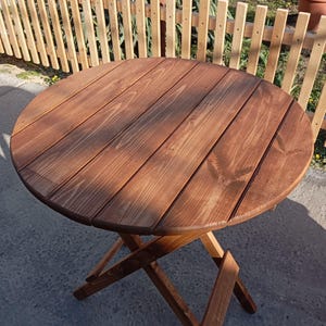 Mesa plegable redonda, mesa alta plegable compacta, mesa redonda plegable, mesa de balcón de madera natural, mesa de bar portátil de madera