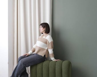 Boucle Bench Ottoman, Modern Entryway Bench, Upholstered Bedroom Bench, Minimalist Soft Seat, Vanity Bench, Neutral Home Decor