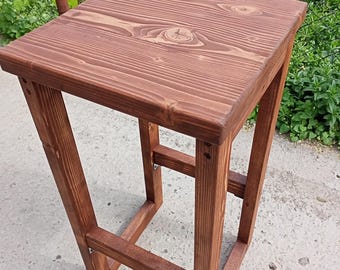 Handmade Wooden Bar Stool, Rustic Pine Counter Stool with Back or Backless, Farmhouse Kitchen Bar Chair, Solid Wood Bar Seating