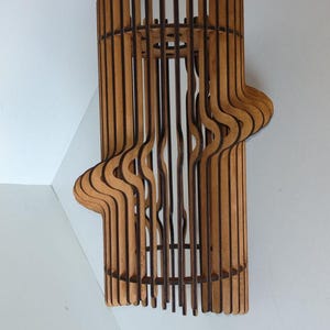 Modern Wooden Chandelier, Teak Wave Pendant Light, Handmade Ceiling Fixture, Minimalist Loft Lamp, Sculptural Home Decor image 9