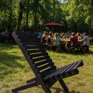 Folding Garden Chair Natural Wood | Handmade Outdoor Wooden Chair | Rustic Patio Furniture | Outdoor Seating for Patio, Balcony, Camping