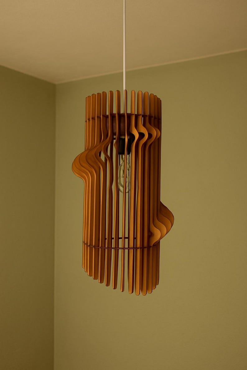 Wooden chandelier, Wood Pendant Light Wood Lighting, Wood Ceiling Light, Wood Lamp, Modern Wooden Light, Bedroom Chandelier image 5