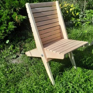 Folding Garden Chair Natural Wood | Handmade Outdoor Wooden Chair | Rustic Patio Furniture | Outdoor Seating for Patio, Balcony, Camping