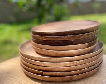Handmade Walnut Wood Plate – Rustic Serving Dish, Eco-Friendly Kitchen Decor, Wooden Dinner Plate for Food, Table Setting, Housewarming Gift