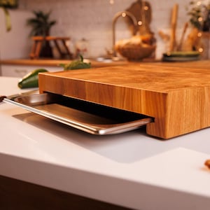 Schneidebrett aus Eiche Stirnholz mit Tablett: Kitchen Prep Station