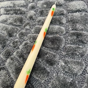 Hand-Painted Carrot Taper Candle – 10” White Wax Candle | Spring Garden Decor | Whimsical Easter Gift | Cottagecore Accent