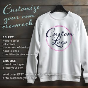 Choose a 2 Color Logo for a Custom Crew-Neck Sweatshirt for Bar Bat Mitzvah Party Favor Swag Giveaway