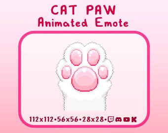 Emote animado de pixel art con huella de gato: perfecto para Twitch, Discord, YouTube, Kick - Superposición GIF kawaii adorable para streaming