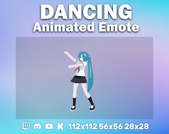Dancing Hatsune Miku · Animated Emote · Anime Chat Emoticon · Twitch, Discord, Youtube, Kick · Winner Celebration Emoji · Colorful GIF