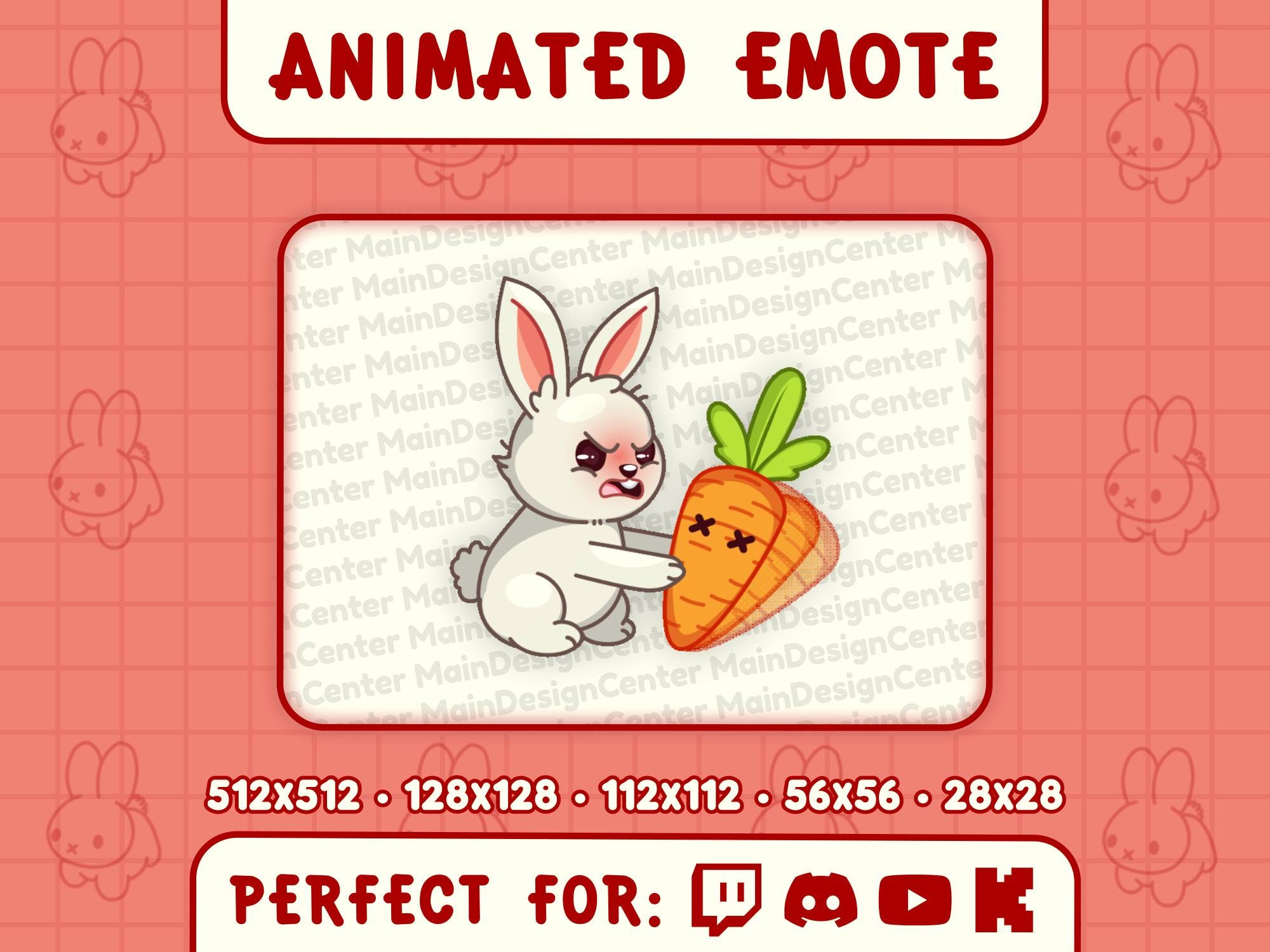 Bunny Rage Animated Emote · Angry Animal Emoji · Evil Rabbit Emoticon ...