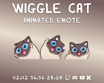 Wiggle Cat Animated Emote · Funny Animal Emoji · Twitch, Discord, Kick, YouTube · Raid Streaming Assets · Chat Hype Music Reaction