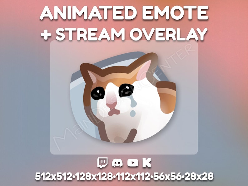 Crying Cat Animated Emote · Perfect for Twitch, Discord, Youtube, Kick ...
