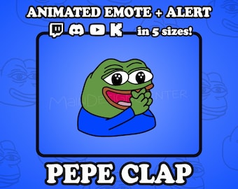 Pepe Clap Animated Emote · Hype Frog Emoji · Twitch, Discord, Youtube, Kick · Meme GIF · Cheers Follow Alert · Celebration Stream Overlay