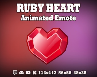 Ruby Heart Love Emoji Animated Emote Valentine Chat Emoticon Twitch, Discord, Youtube, Kick Funny Colorful GIF Streaming Overlay
