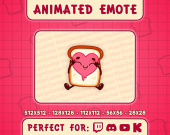 Toasty Love · Animated Emote · Love Toast Emoji · Happy Bread GIF · Twitch, Discord, Kick, YouTube