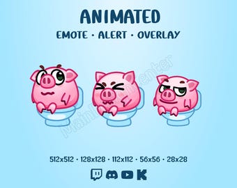 Pooping Pig · Funny Animated Emote · Expressive Stream Overlay · Pink Meme Follow Alert · Twitch, Discord, Kick, YouTube