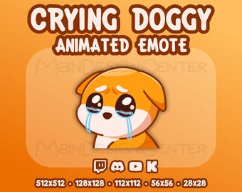 Crying Doggy Animated Emote · Cute Animal Emoji · Twitch, Discord, Kick, YouTube · Cozy Dog Streaming Assets · Kawaii Puppy Chat Reaction