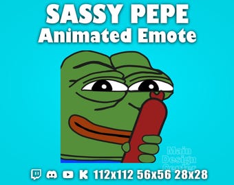 Sassy Pepe Animated Emote · Smug Frog Emoji · Twitch, Discord, Youtube, Kick · Lipstick Meme GIF · Funny Chat Reaction