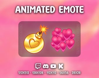 Love Bomb · Animated Golden Emote · Twitch, Discord, Youtube, Kick · Kawaii Emoji · Follow Alert · Cute Chat Emoticon · Dynamic GIF
