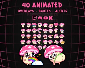 Chubby Mushroom 40 Animated Emotes · Funny Meme Amanita · Emoji, Overlays and Alerts for Twitch, Discord, Youtube, Kick