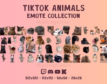 Tiktok Animals Emote Collection 50 Funny Meme Emoji Twitch, Discord, YouTube, Kick Stream Overlays, Alerts