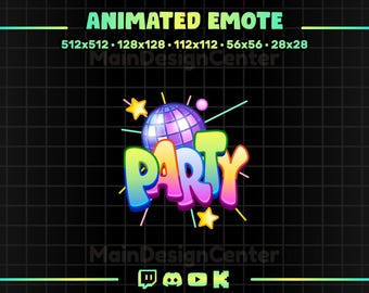 Party Animated Emote · Dancing Emoji · Music Stream Overlay · Disco Ball GIF · Twitch, Discord, Kick, Youtube