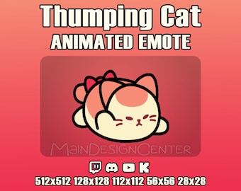 Thumping Cat Animated Emote · Funny Raid Emoji · Twitch, Discord, Kick, YouTube · Follow Alert · Streaming Assets · Chat Hype Reaction · GIF