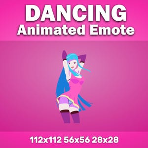 Flirty Dancing Anime Girl · Animated Emote · Chat Emoticon · Discord · Playful Colorful Emoji · Streaming GIF Overlay