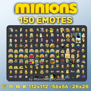 Minions Collection 150 Minion Emotes Animated and Static Chat Emoticons Twitch, Discord, Youtube, Kick Funny Meme Emoji Streaming