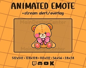 Teddy Bear Animated Chat Emote Plush Toy Emoji Twitch, Discord, Youtube, Kick Stream Overlay