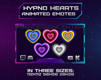 Hypno Hearts · Fast Animated Emotes · Twitch, Discord, Youtube, Kick · Streaming Chat Emoticons · Love Emoji · Colorful Dynamic GIF