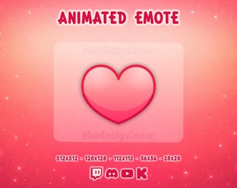 Glowing Heart Animated Emote · Twitch, Discord, Kick, Youtube · Red Heart Emoji · Follow Alert · Overlay
