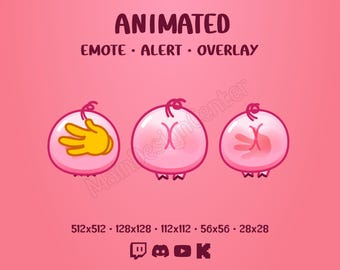 Booty Slap Animated Emote Pink Cheeky Pig Emoji Playful Stream Overlay Funny Follow Alert Twitch, Discord, Kick, YouTube
