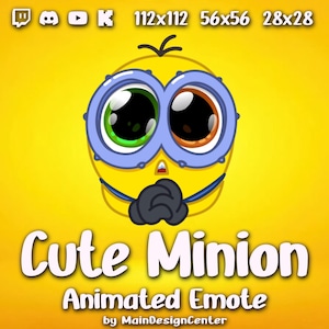 Uroczy Minion · Animowana emotka · Czat emotikon · Twitch, Discord, Youtube, Kick · Zabawny GIF Emoji · Reakcja żółtych Minionków · Zasoby strumieniowe