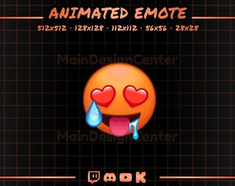 Heart Eyes Drool Animated Emote Twitch, Discord, Youtube, Kick Saliva Stream Alert Falling in Love Stream Overlay