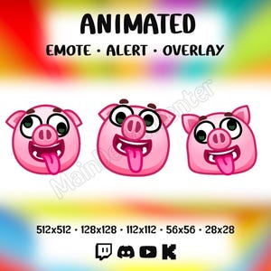 Sippy Pig · Emote animado gracioso · Emoji de animal rosa tonto · Twitch, Discord, Youtube, Kick · Streaming