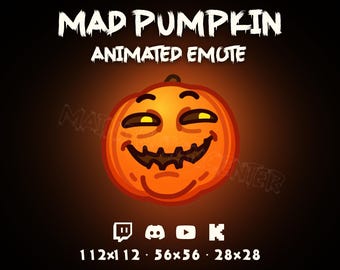 Laughing Pumpkin Emote – Mad Halloween Twitch Emote – Animated Discord Emoji – Cute Funny Youtube Emoticon for Streamers – Fall Spooky Emoji