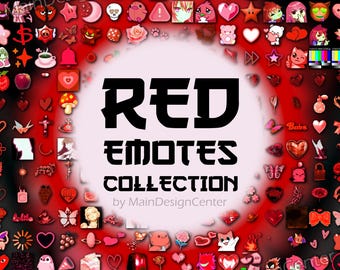 Red Emotes Collection · Animated and Static · Twitch, Discord, Kick · Streaming Chat Emoticons · Hype Reactions · Anime · Japan · Blood Vibe