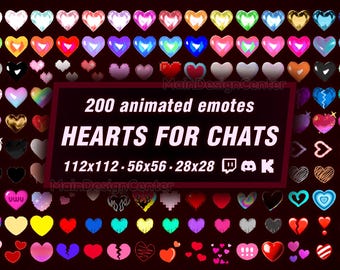 Hearts For Chats · 200 Animated Emotes · Love Emoji · Twitch, Discord, Kick · Cozy Kind Chat Reaction