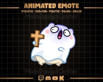 Emote animado ¡Dios mío! · Emoji de hámster fantasma · Twitch, Discord, Kick, YouTube · Alerta de seguimiento divertida · Recursos para streaming · Emoticono lindo