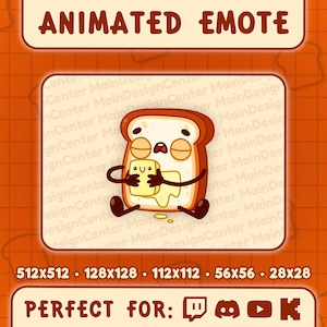 Pleasure Animated Emote · Funny Meme Toast Emoji · Twitch, Discord, Youtube, Kick · Butter Bread GIF