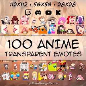 100 Anime Transparent Emotes · Chat Reactions · Twitch, Discord, Youtube, Kick · Streaming · Cute Waifu · Kawaii Girls · Genshin Impact