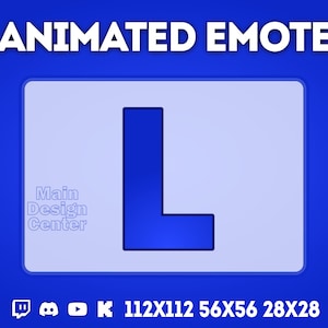 Letra L · Emote animado · Twitch, Discord, Youtube, Kick · Emoticon de streaming e bate-papo · Emoji Meme engraçado · GIF dinâmico colorido