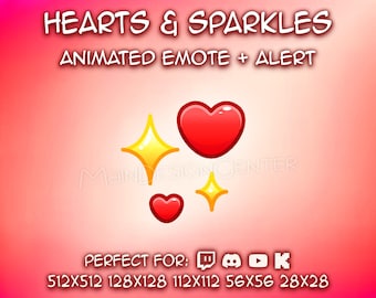 Hearts and Sparkles Animated Emote Romantic Love Emoji Twitch, Discord, Youtube, Kick Follow Alert