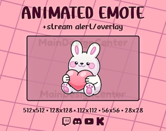 Plush Bunny · Animated Love Emote · Chat Love Emoji · Twitch, Discord, Youtube, Kick · Streamer Raaction