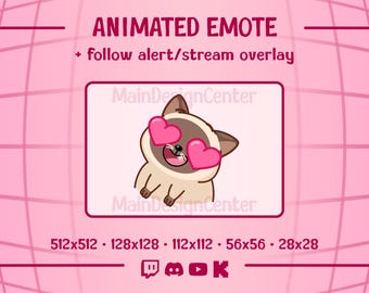 Loving Cat · Animated Emote · Follow Alert · Stream Overlay · Twitch, Discord, YouTube, Kick · Fall In Love Emoji · Romantic Hearts GIF