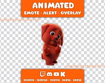 Middle Finger Red Dog · Animated Emote · Stream Overlay · Follow Alert · Twitch, Discord, Kick, Youtube · Tiktok Meme
