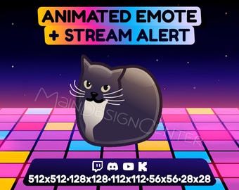 Disco cat animated emote · Twitch, Discord, Youtube, Kick · animal chat emoji · dancing alert · streaming overlay · meme reactiona